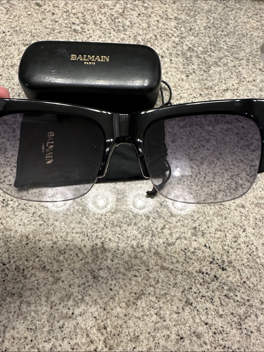 Balmain Black Frame Sunglasses with Dark Gradient Lenses - Picture 2 of 9